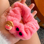 Pink & Brown Cute Clown Plush Hair Tie