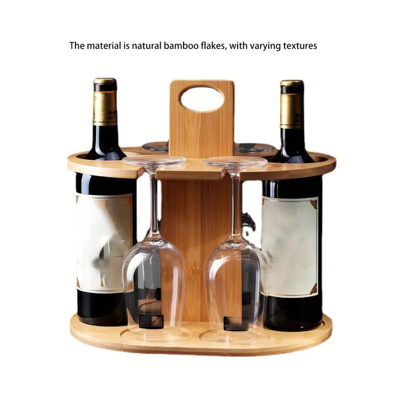 Elegance Elevated: Wooden Tabletop Wine Rack with High-Legged Cup Inverted Cup Design