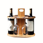 Elegance Elevated: Wooden Tabletop Wine Rack with High-Legged Cup Inverted Cup Design
