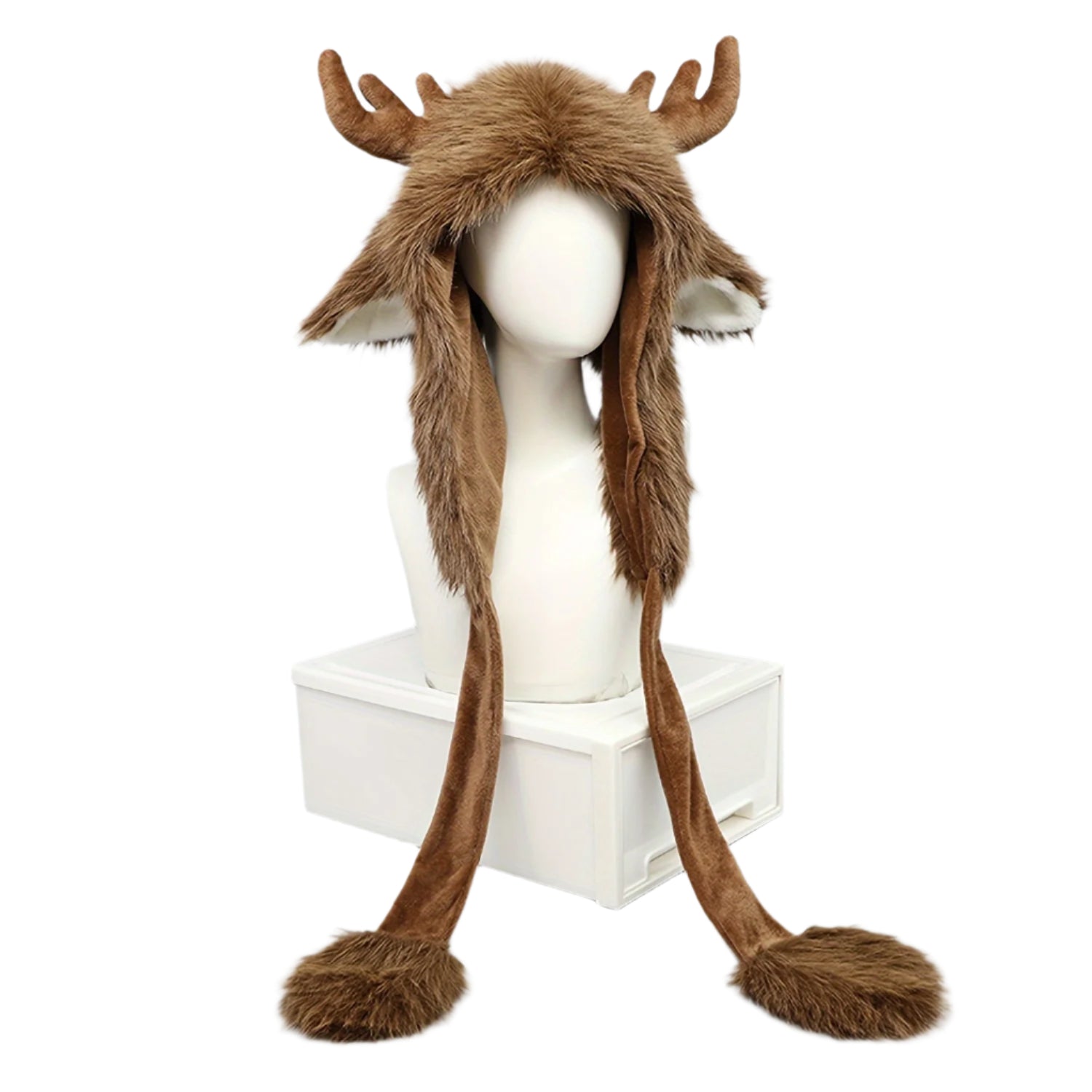 Winter Hat with Warm Moose Antlers Faux Fur-0