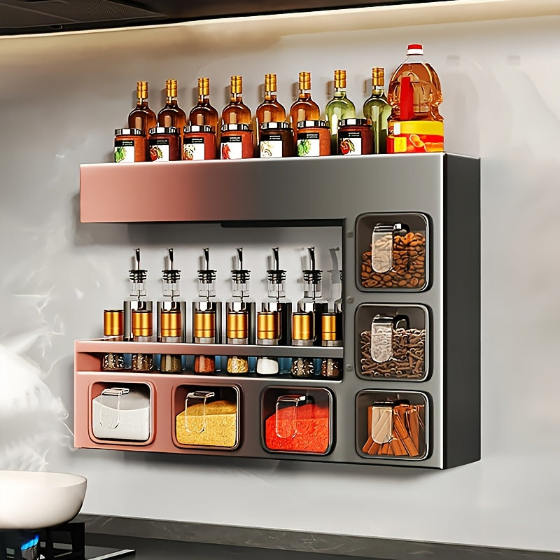 Wall-Mounted Metal Spice Rack with 6 Jars-2