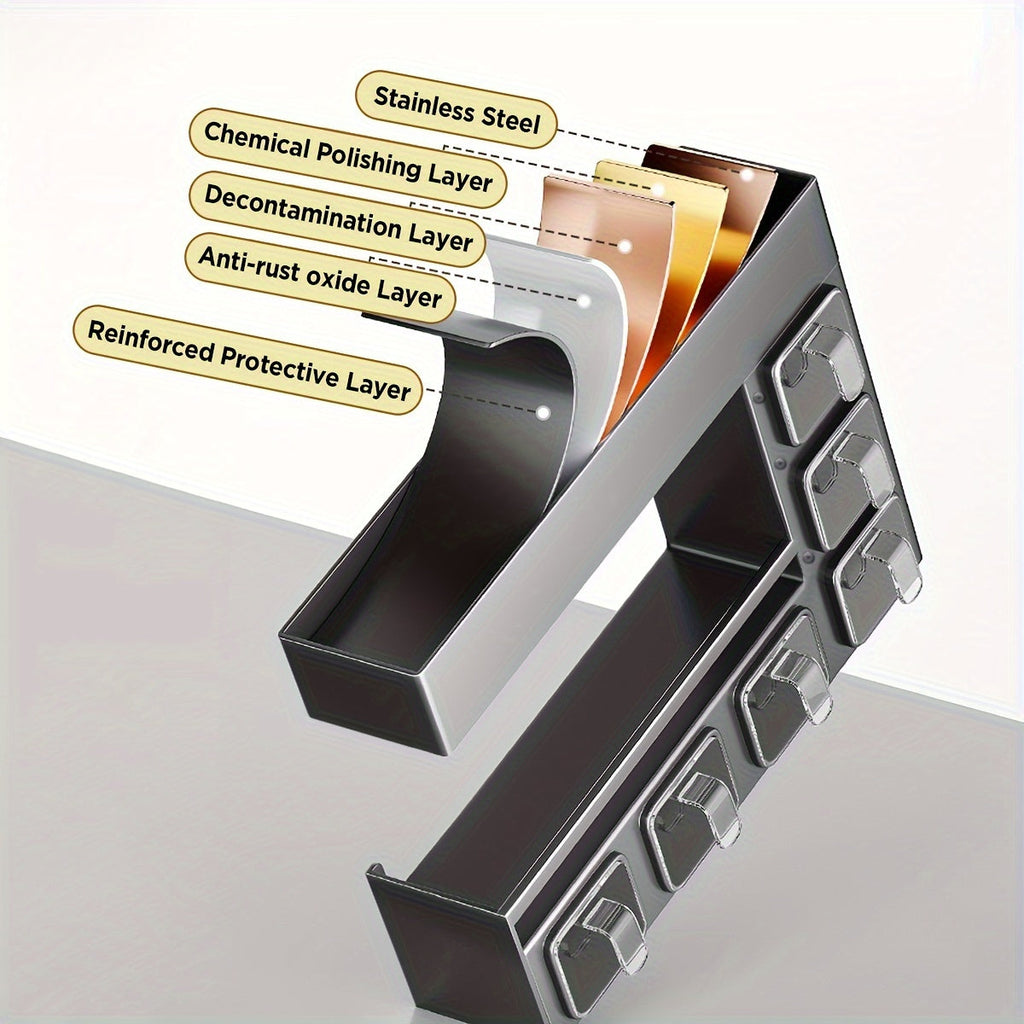 Wall-Mounted Metal Spice Rack with 6 Jars-4