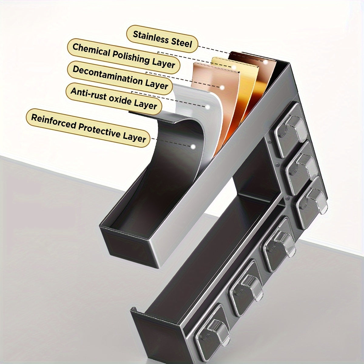 Wall-Mounted Metal Spice Rack with 6 Jars-4