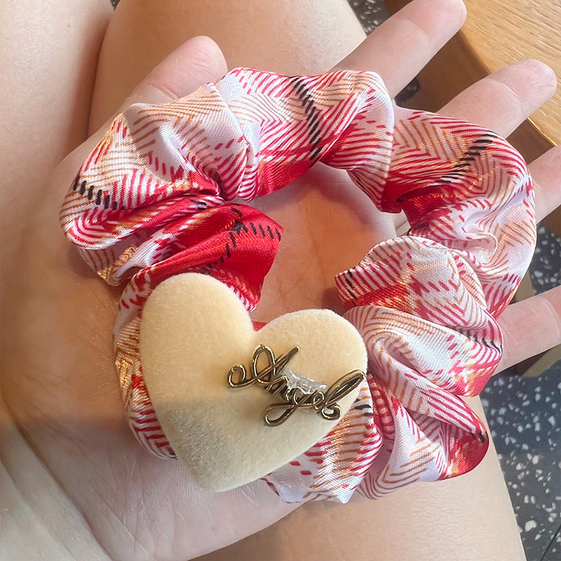 Red Plaid Five-Pointed Star Hair Tie
