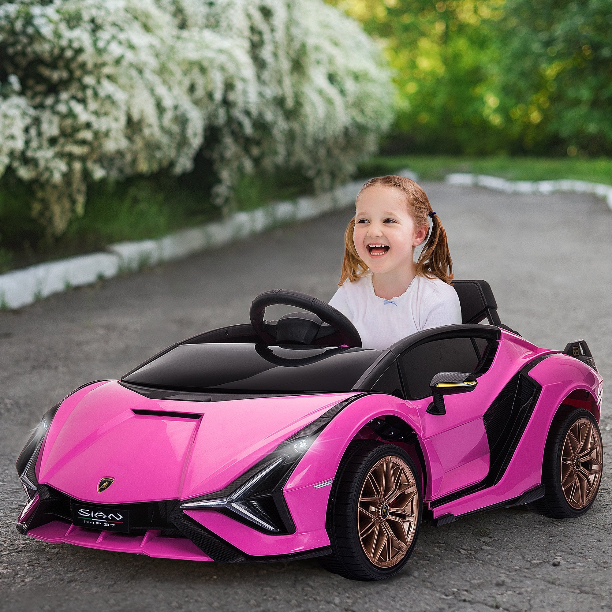 Kids Pink Lamborghini Ride-On Car, Electric Toy Car