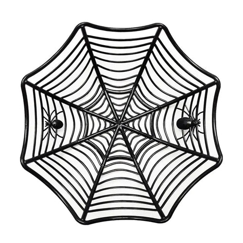 Halloween Candy Basket: Black Orange Spider Web Design for Trick or