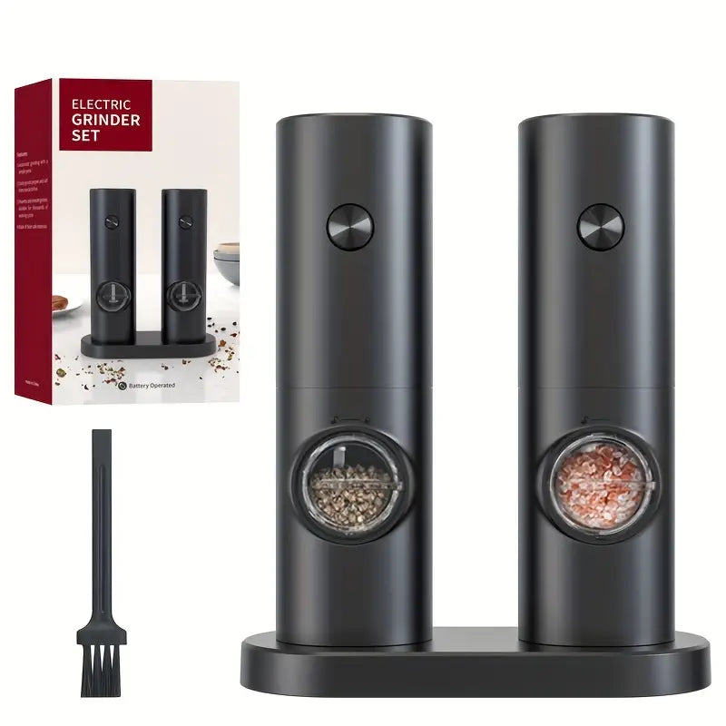 Electric Pepper Grinder Set - 2pcs Household Sea Salt Ginders-0
