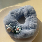 Blue & White Cute Big-Eared Dog Plush Hair Tie