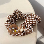 Cute Bear Coffee Checkerboard Hair Tie