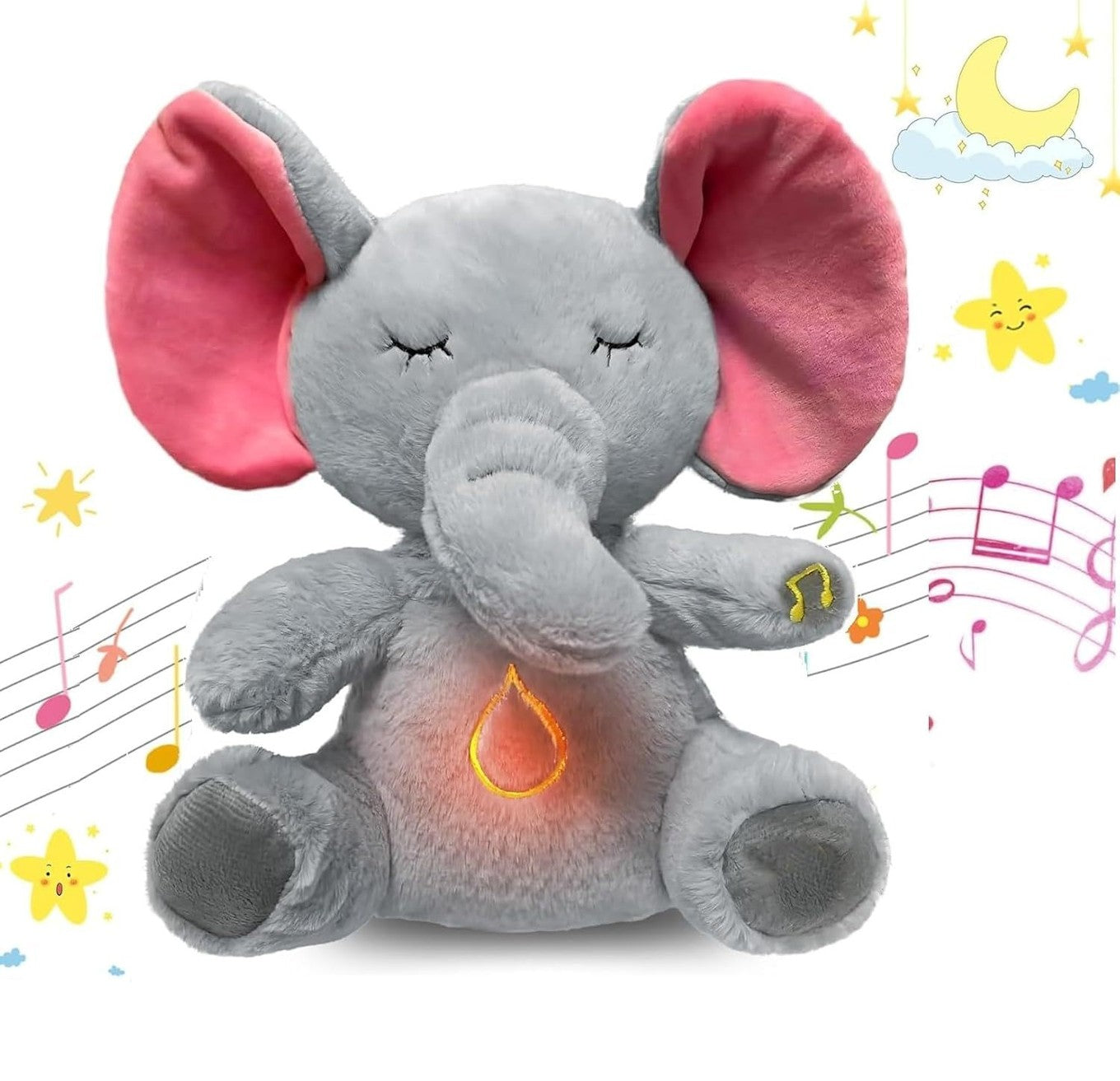 Breathing Teddy Elephant Soft Toy Huggable Plush 32cm