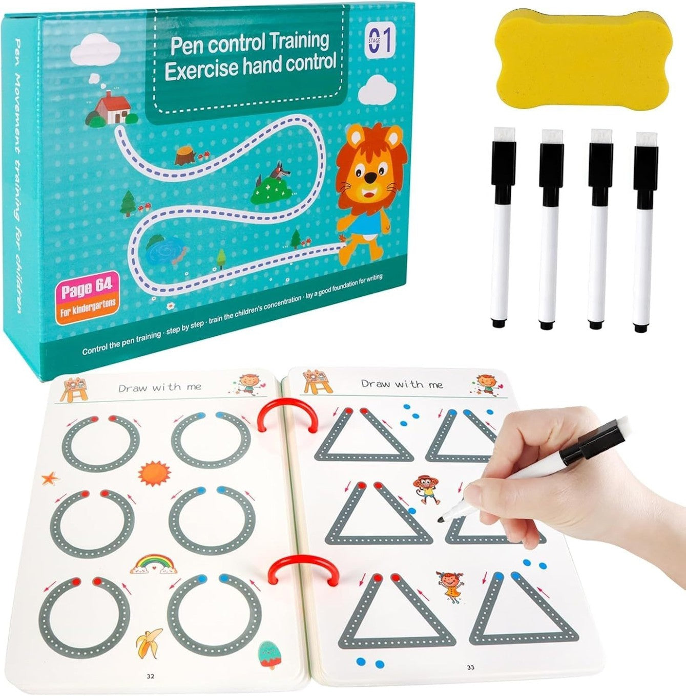 Magic Practice Tracing Copybook Set for Kids Ages 3-5