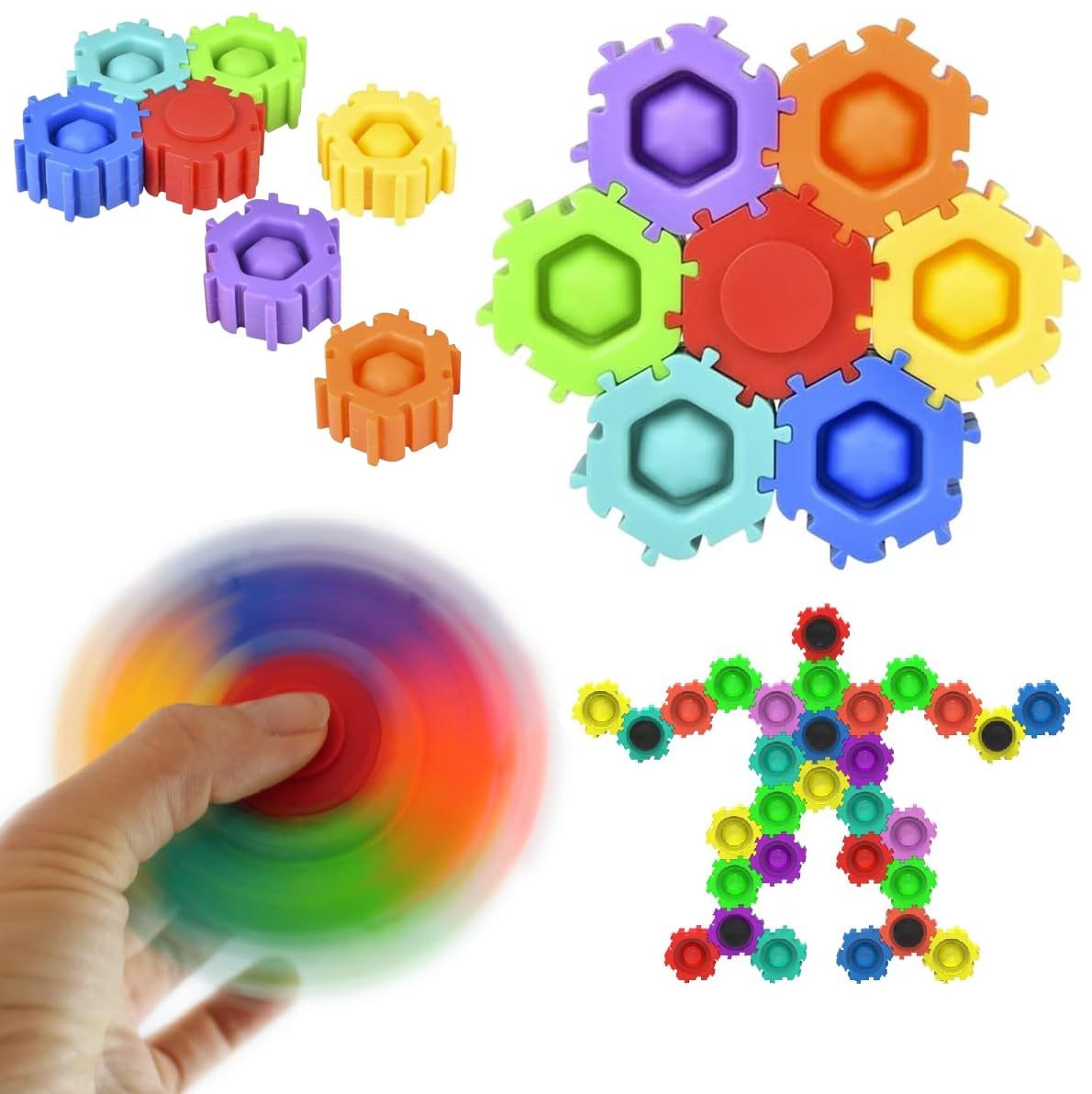 Push Pop Fidget Spinner Sensory Toy for Kids 3-12 Years