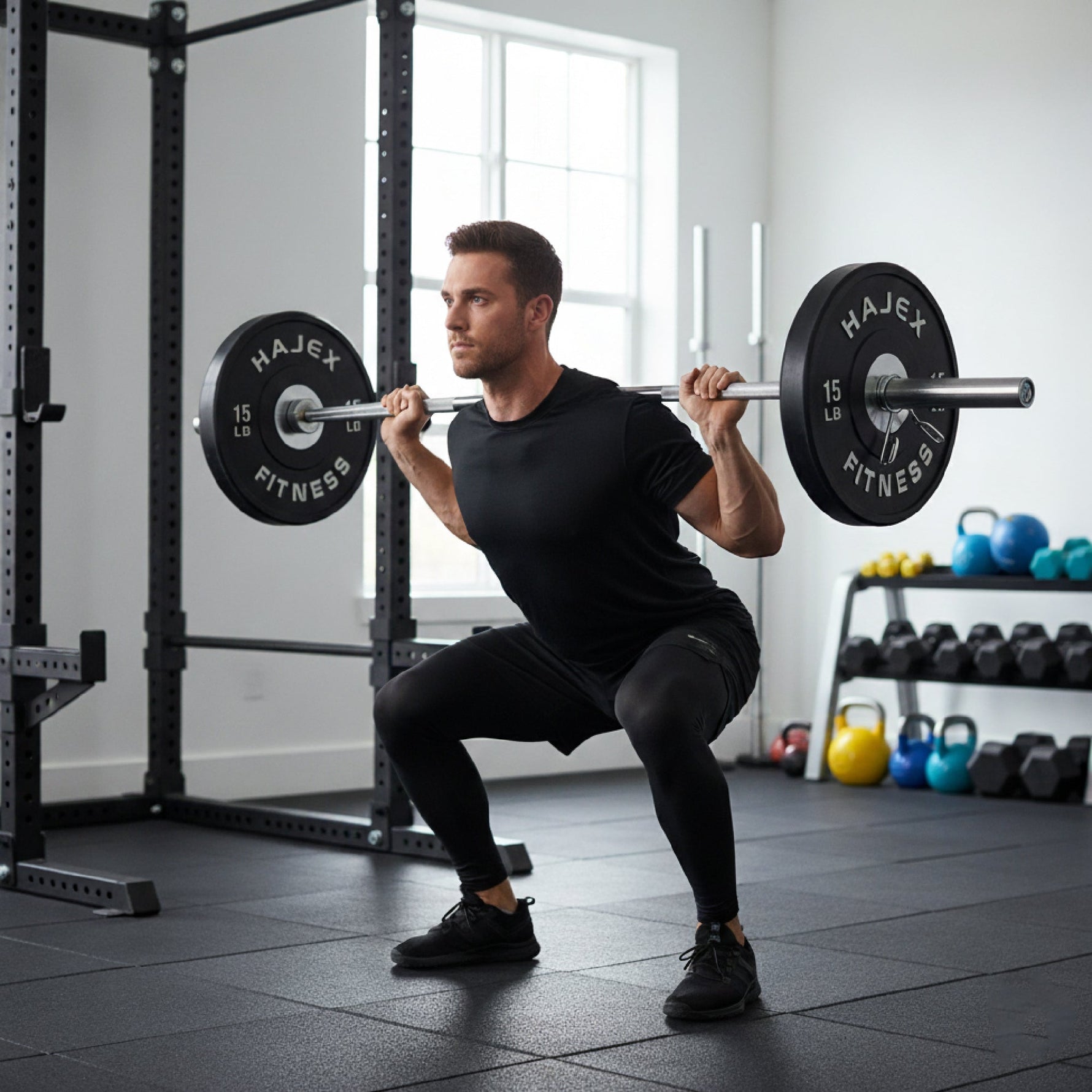 HAJEX Olympic Competition Steel Hub Bumper Plates Colored - 15, 25, 35, 45, 55 LB