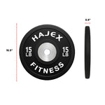 HAJEX Olympic Competition Steel Hub Bumper Plates Colored - 15, 25, 35, 45, 55 LB