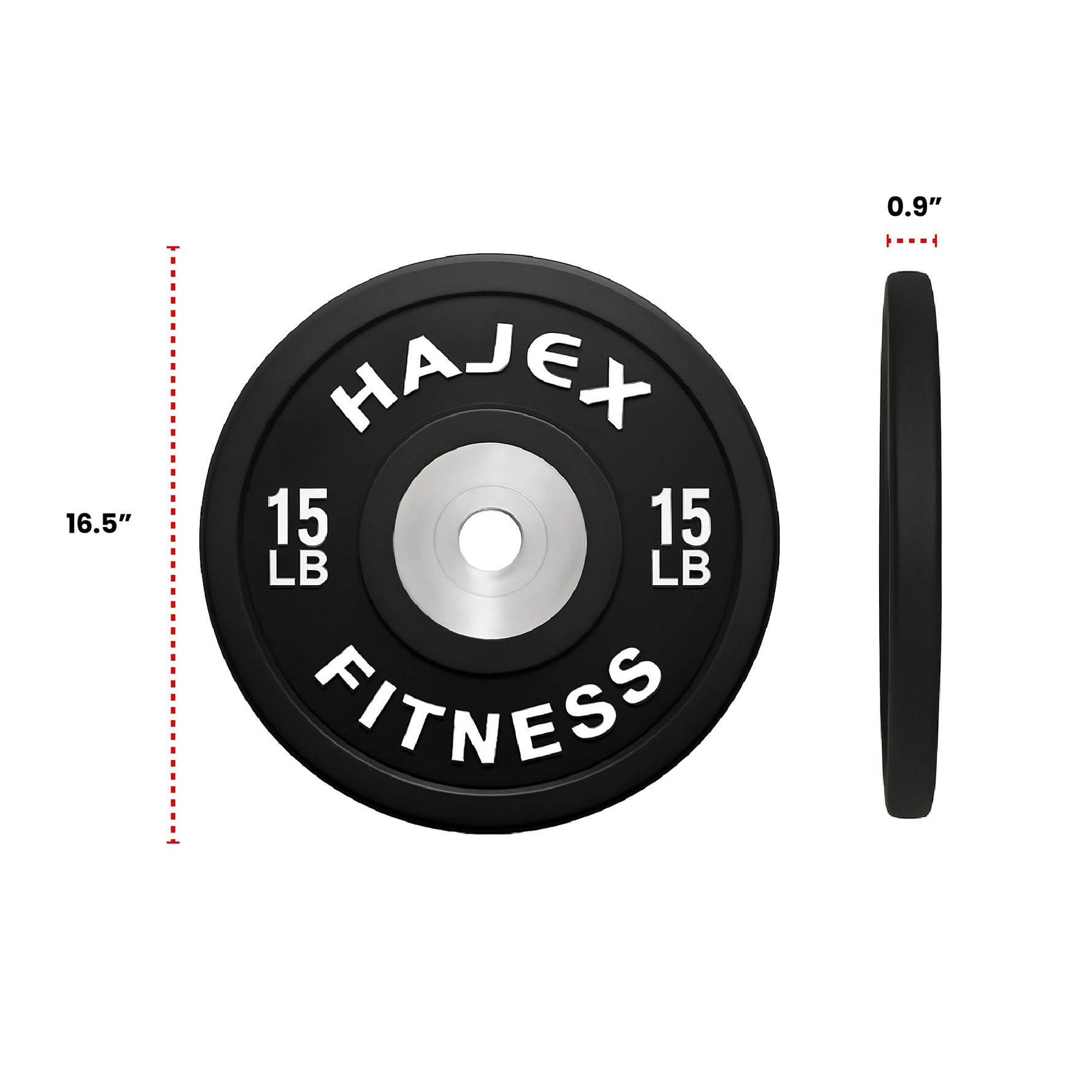 HAJEX Olympic Competition Steel Hub Bumper Plates Colored - 15, 25, 35, 45, 55 LB