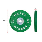 HAJEX Olympic Competition Steel Hub Bumper Plates Colored - 15, 25, 35, 45, 55 LB