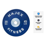HAJEX Olympic Competition Steel Hub Bumper Plates Colored - 15, 25, 35, 45, 55 LB