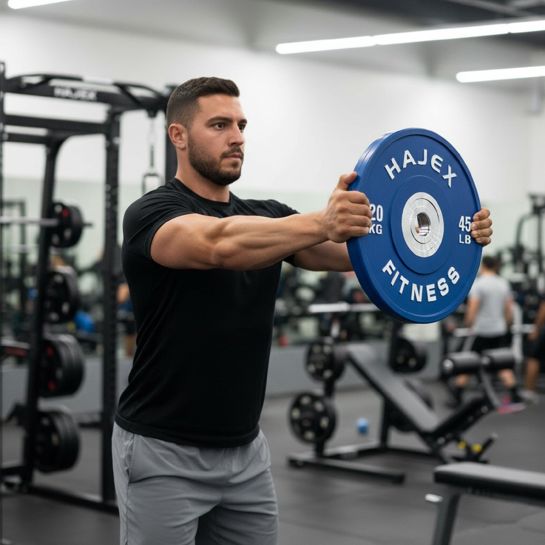 HAJEX Olympic Competition Steel Hub Bumper Plates Colored - 15, 25, 35, 45, 55 LB