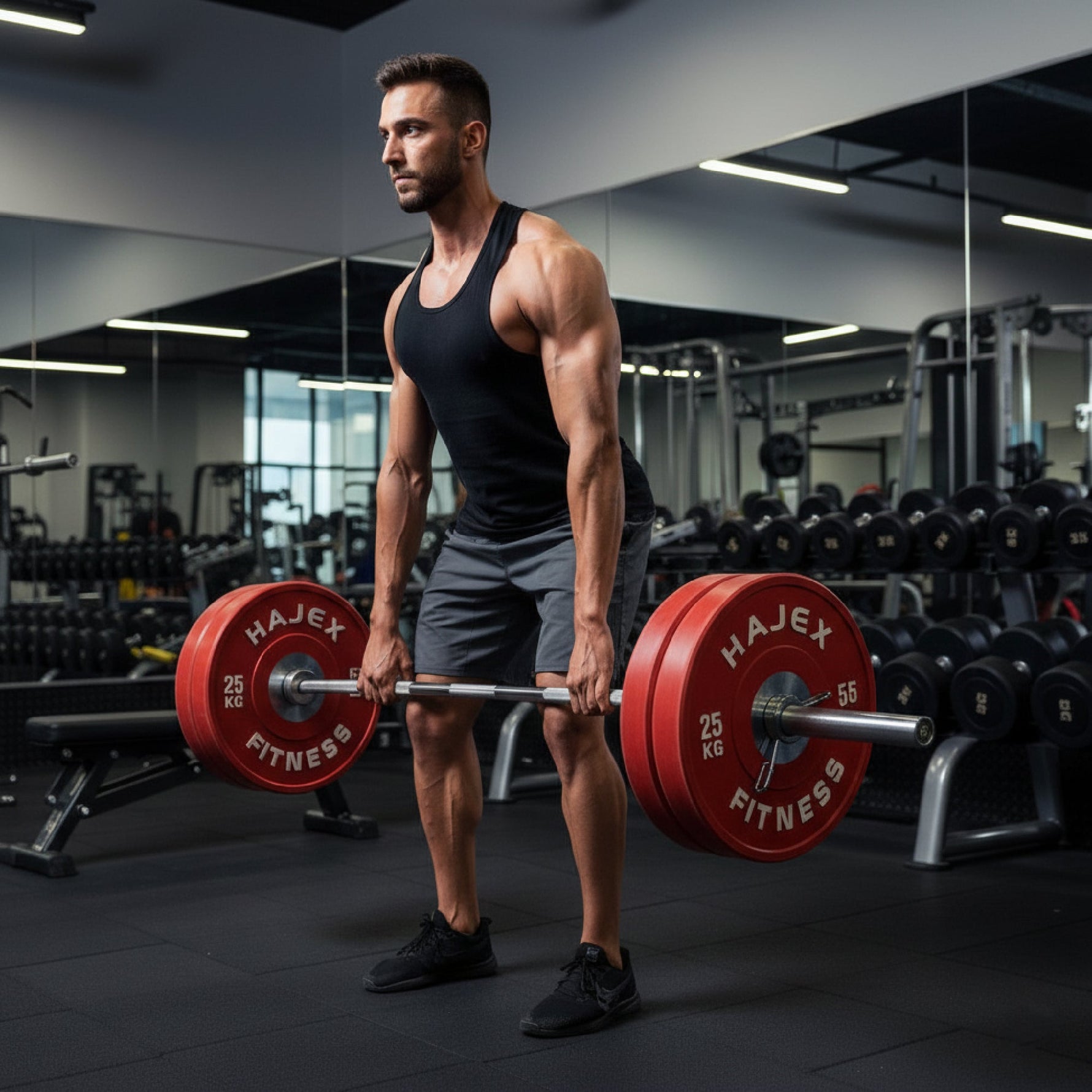 HAJEX Olympic Competition Steel Hub Bumper Plates Colored - 15, 25, 35, 45, 55 LB