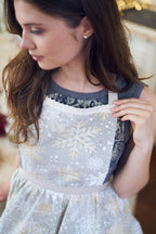 Tablier femme à motif hivernal avec imprimé flocons de neige, mélange coton-polyester | Thé