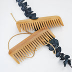 Natural Bamboo Wide Tooth Comb-Zero Waste Detangeling Comb-With