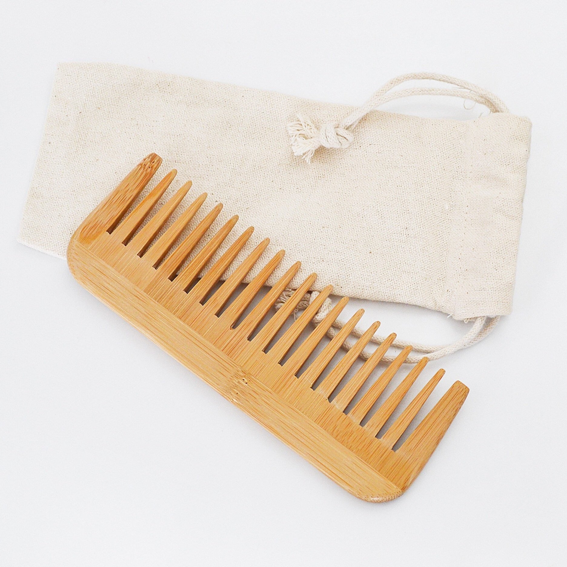 Natural Bamboo Wide Tooth Comb-Zero Waste Detangeling Comb-With
