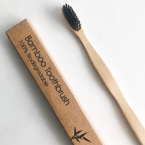 Eco Friendly Natural Bamboo Toothbrush - Activated Charcoal Bristle -