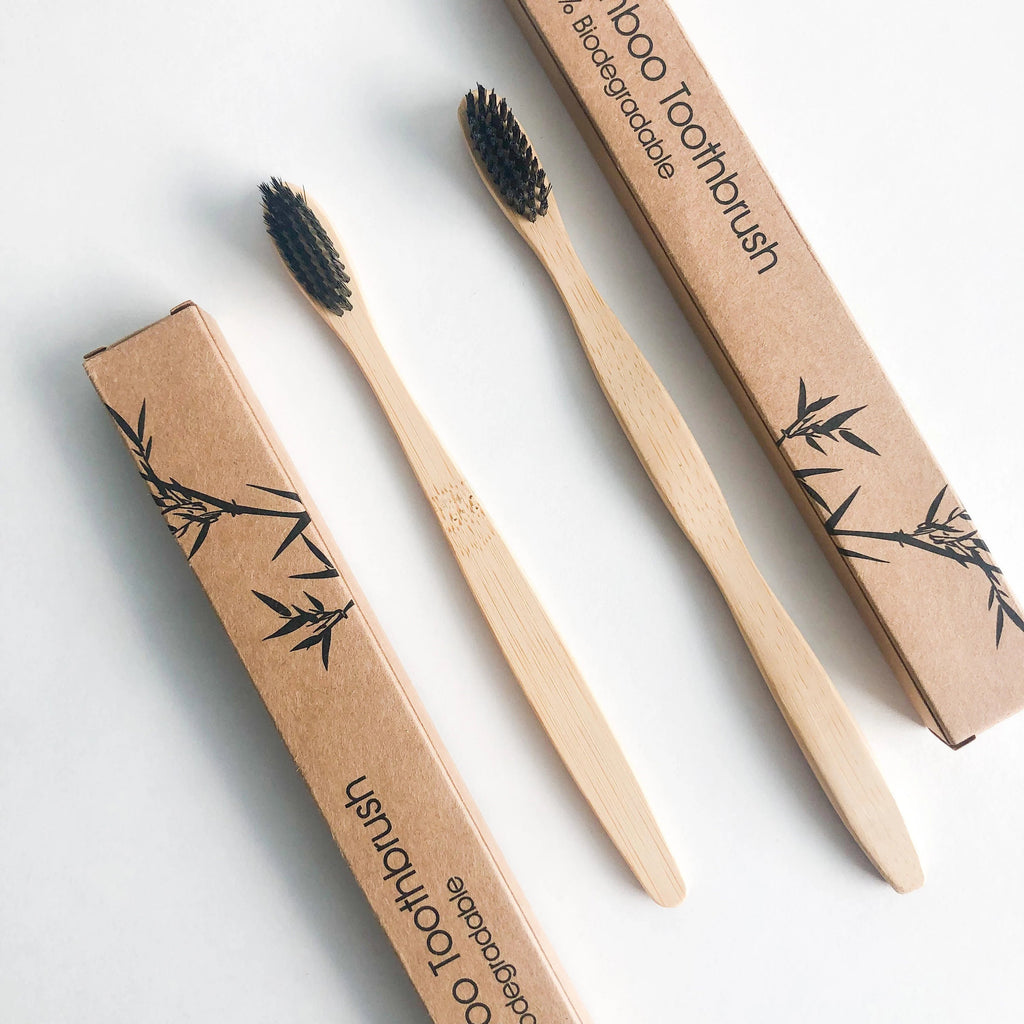 Eco Friendly Natural Bamboo Toothbrush - Activated Charcoal Bristle -