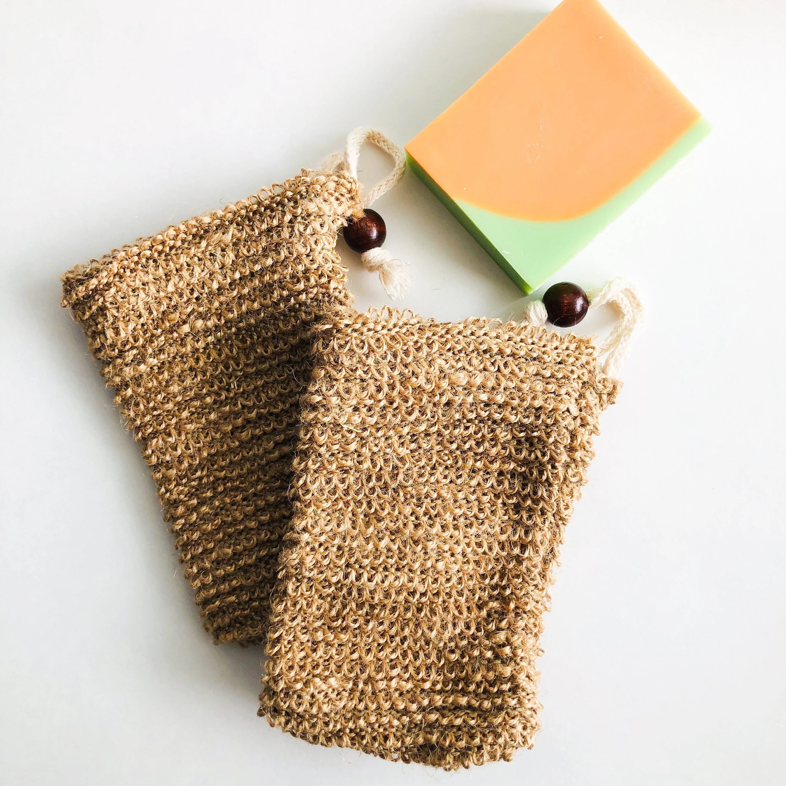 Natural Organic Handmade Jute Soap Bag - Zero Waste Biodegradable Soap