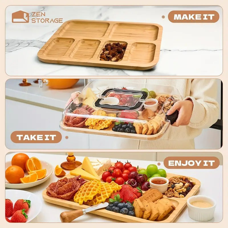 Bamboo Cheese Tray with Acrylic Lid-4