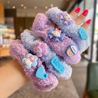 Chouchou en poils de lapin en peluche bouclés