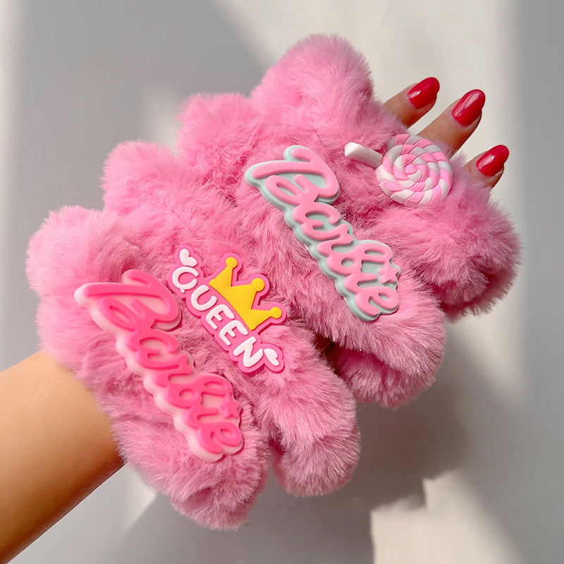 Cute Princess Pink Plush Hair Tie