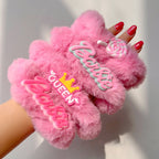 Cute Princess Pink Plush Hair Tie