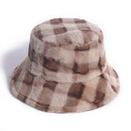 Brown Plaid Bucket Hat, Gingham checkered hat