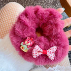 Cute Rose Red Bear Plush Hair Tie