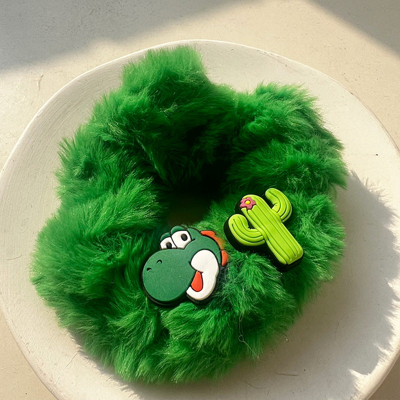 Blue Green Plush Hair Tie-4pcs Set