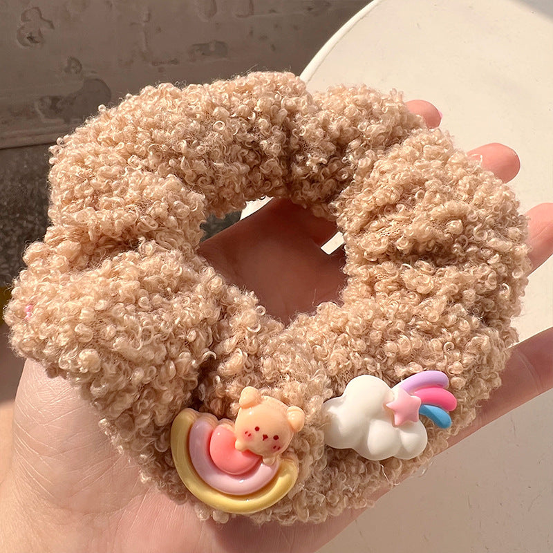 Milk Coffee Color Lamb Plush Hair Tie