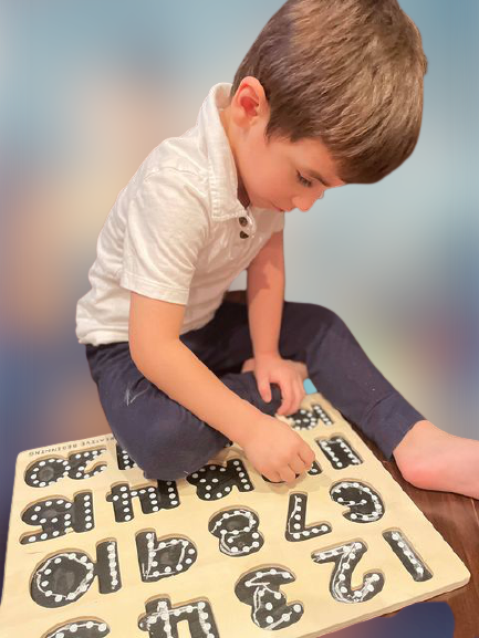 NUMBER PUZZLE - CHALKBOARD BASE WITH TRACERS - Number Tracing Puzzle with Chalkboard Base | Special Needs Math Learning Tool | Fine Motor Skills Development
