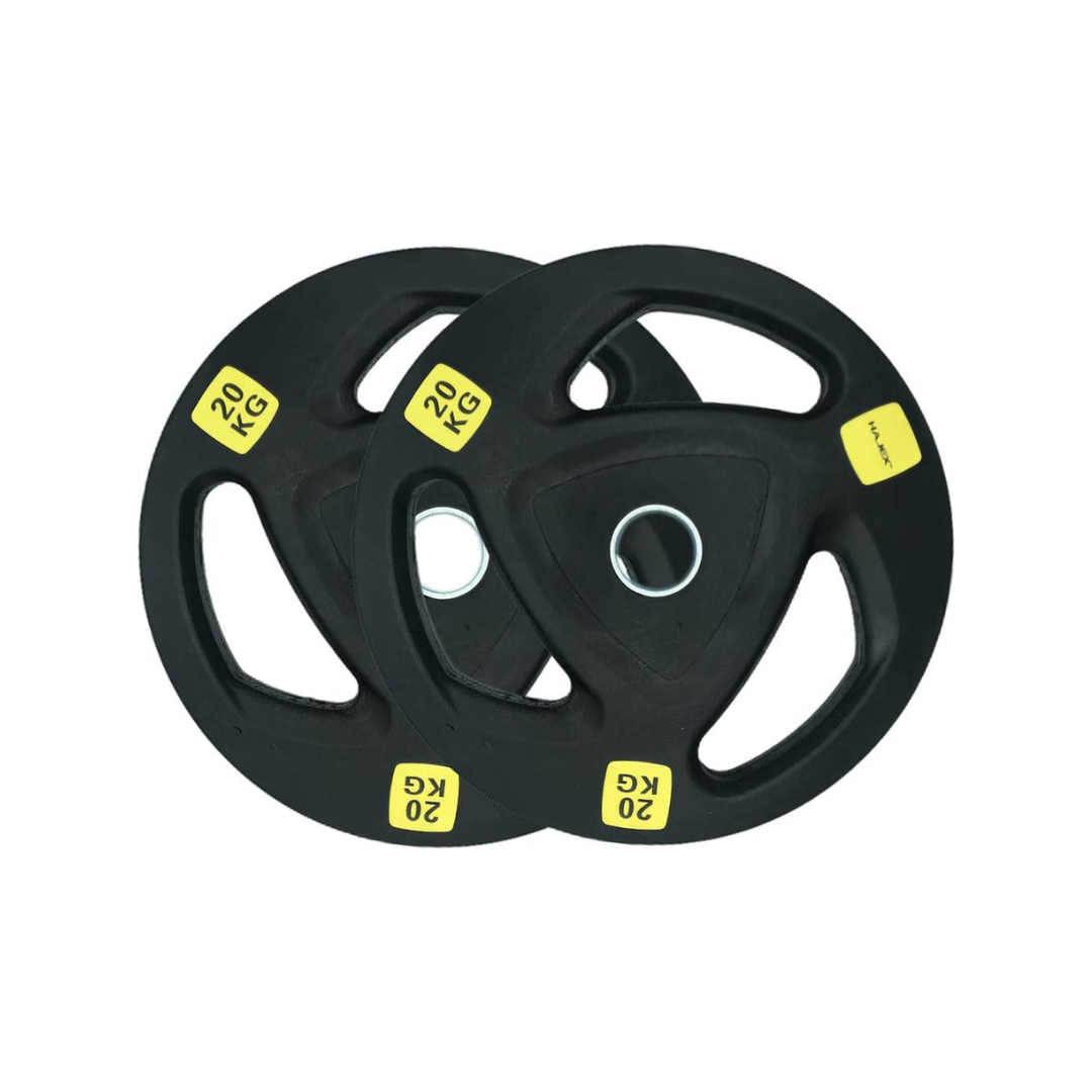 Squat Rack, Bench, Barbell & Weight Plates Stack