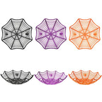 Halloween Candy Basket: Black Orange Spider Web Design for Trick or