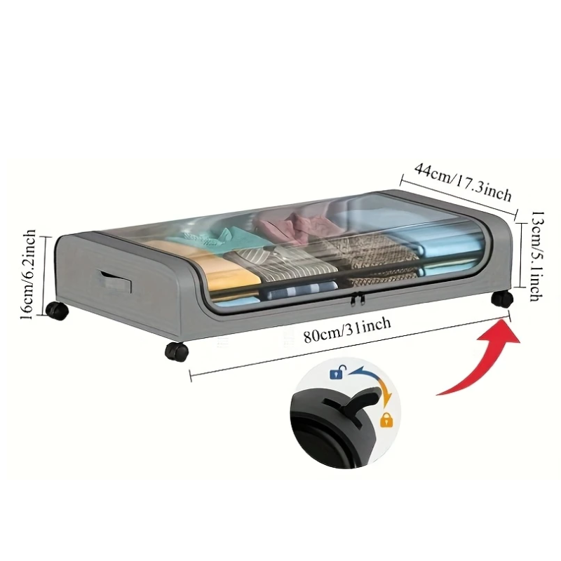 Under Bed Storage Container with Wheels & Lid