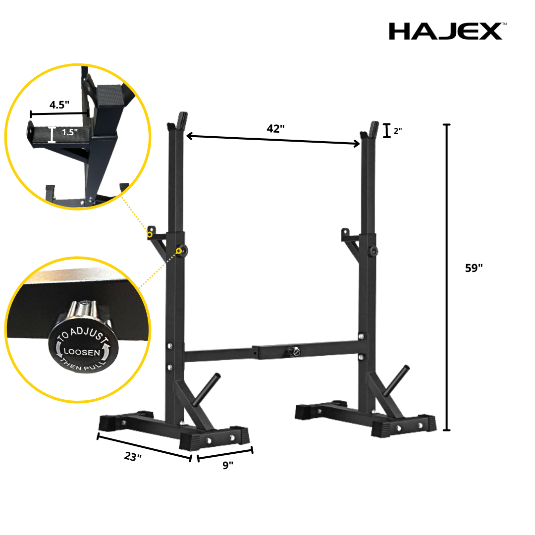 Bench Press Stack with Squat Rack, Weight Plates and Barbell Bar