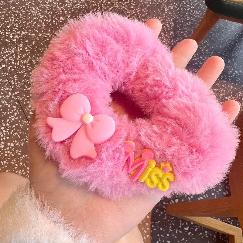 Pink Fuzzy-4pcs Scrunchies