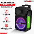5Core 8 inch PA Portable Bluetooth Party Speaker Karaoke Boombox + 2