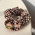Cute Bear Coffee Checkerboard Hair Tie