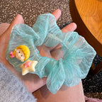Lake Blue Cute Little Girl Plush Hair Tie