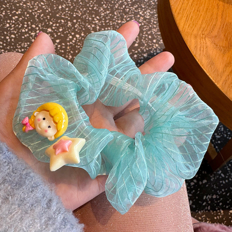 Lake Blue Cute Little Girl Plush Hair Tie