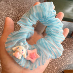 Blue Healing Big-Eared Dog Plush Hair Tie- 4pcs Set